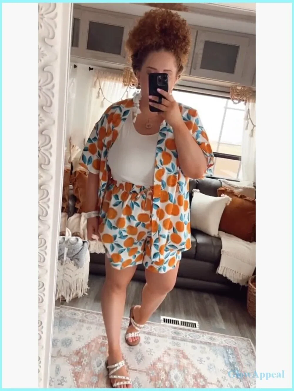 Plus Size 2 Piece Tropical Print Kimono Top & Shorts Set